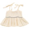 Baby Peplum Top with Ties, Cream - Shirts - 2