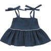 Baby Peplum Top with Ties, Navy - Shirts - 2