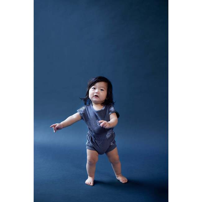 Baby Terry Romper, Navy - Rompers - 3