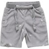 Terry Shorts with Print, Grey - Shorts - 1 - thumbnail