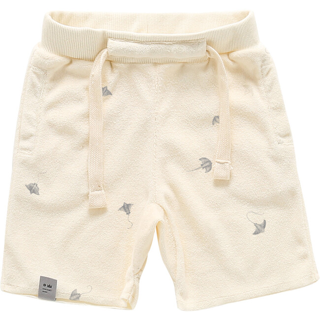 Terry Shorts with Print, Cream