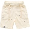 Terry Shorts with Print, Cream - Shorts - 1 - thumbnail