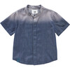 Denim Button Up Shirt, Navy - Shirts - 1 - thumbnail