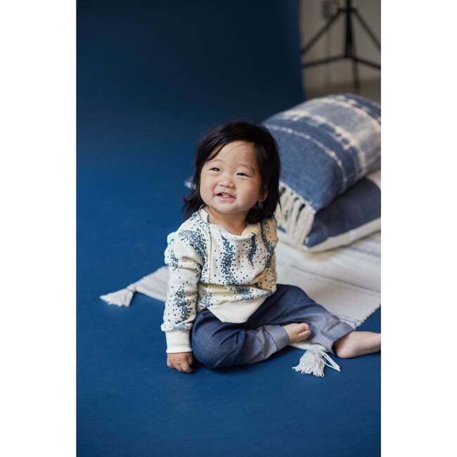 Denim Baby Joggers with Front Pleat, Navy - Pants - 3