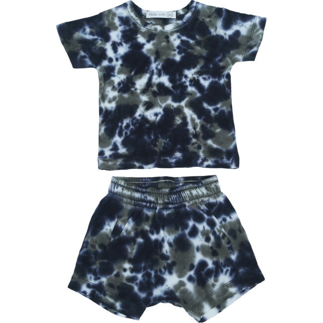 Olive/Navy Tie Dye Shorts Set