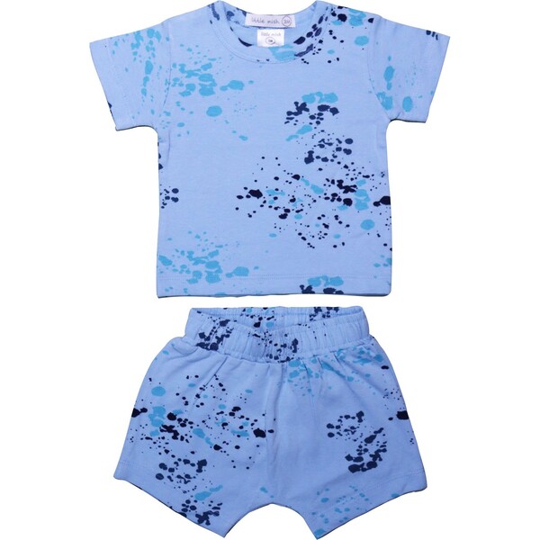 Splatter Shorts Set, Blue - Little Mish Sleepwear | Maisonette