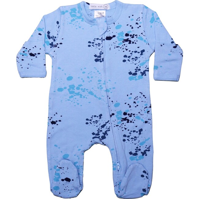 Splatter Footie, Blue - Pajamas - 1