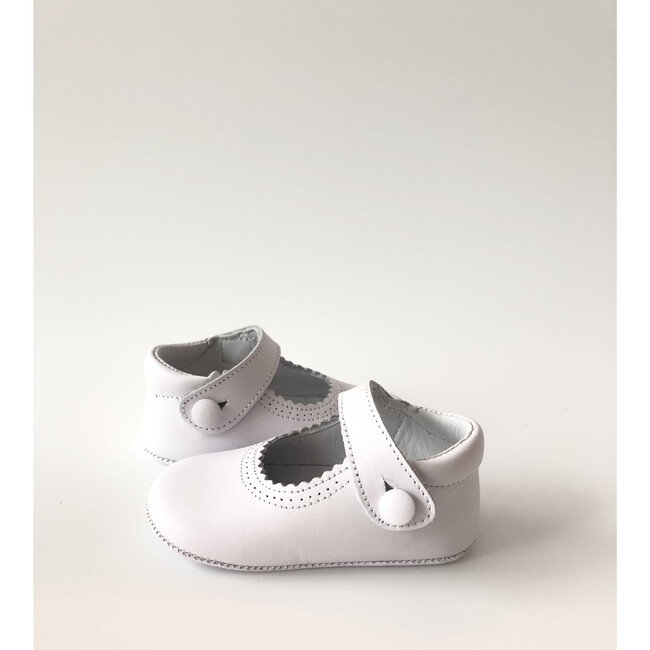 Leather Baby Mary Jane Crib Shoes, White - Dress Shoes - 2
