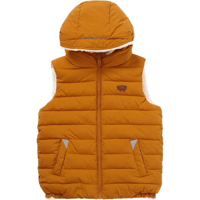 Eco-Reversible Sherpa Gilet, Ochre And Biscuit