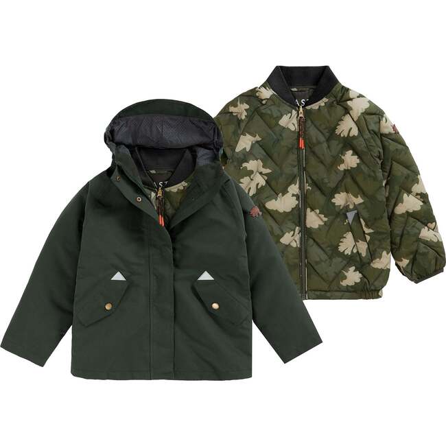 3-in-1 Raincoat, Antique Olive And Leaf Camo
