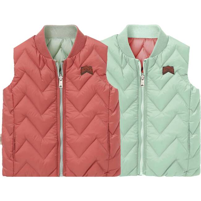 Eco-Reversible Wild Bomber Gilet, Pink And Mint