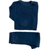 Luxury 100% Organic Cotton Top And Legging Loungeware Set, Navy - Loungewear - 1 - thumbnail