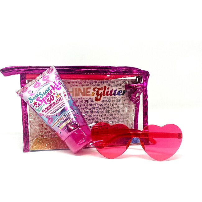 SeaStar Sparkle Pink Glamingo Fruit Punch SPF 50 travel ready 3pc gift set