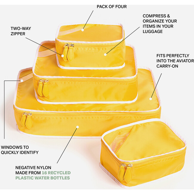Monogrammable Packing Cube Quad, Canyon Yellow