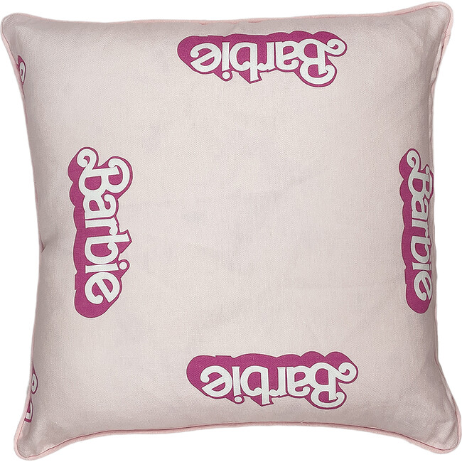 80s Barbie Logo Throw Pillow, Pink