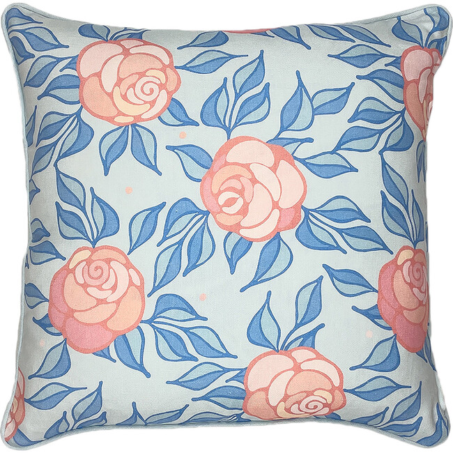 Barbie Groovy Floral Throw Pillow, Baby Blue