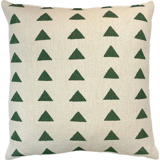 Triangles Cotton Throw Pillow, Green