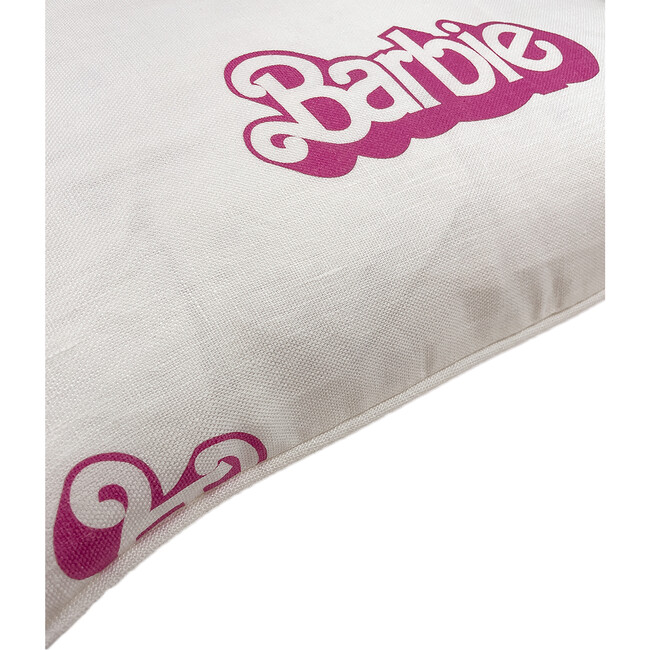 80s Barbie Logo Throw Pillow, White
