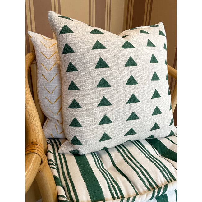 Triangles Cotton Throw Pillow, Green - Decorative Pillows - 2