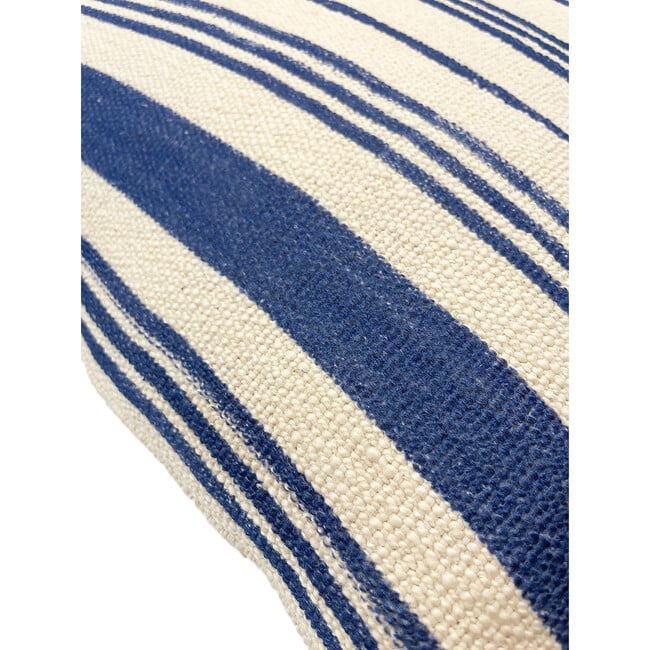 Painted Stripe Cotton Throw Pillow, Blue - Decorative Pillows - 3