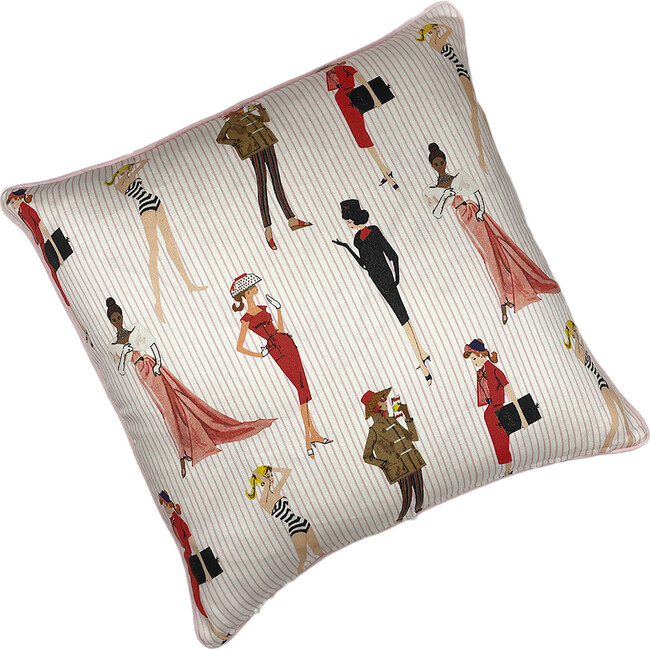 Barbie Vintage Pinstripe Throw Pillow, Pink - Decorative Pillows - 3