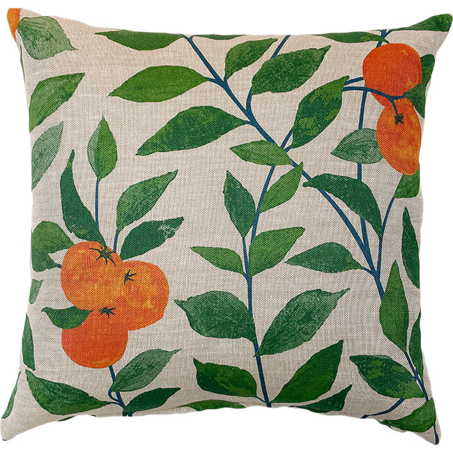 Orange Crush Linen Throw Pillow, Natural