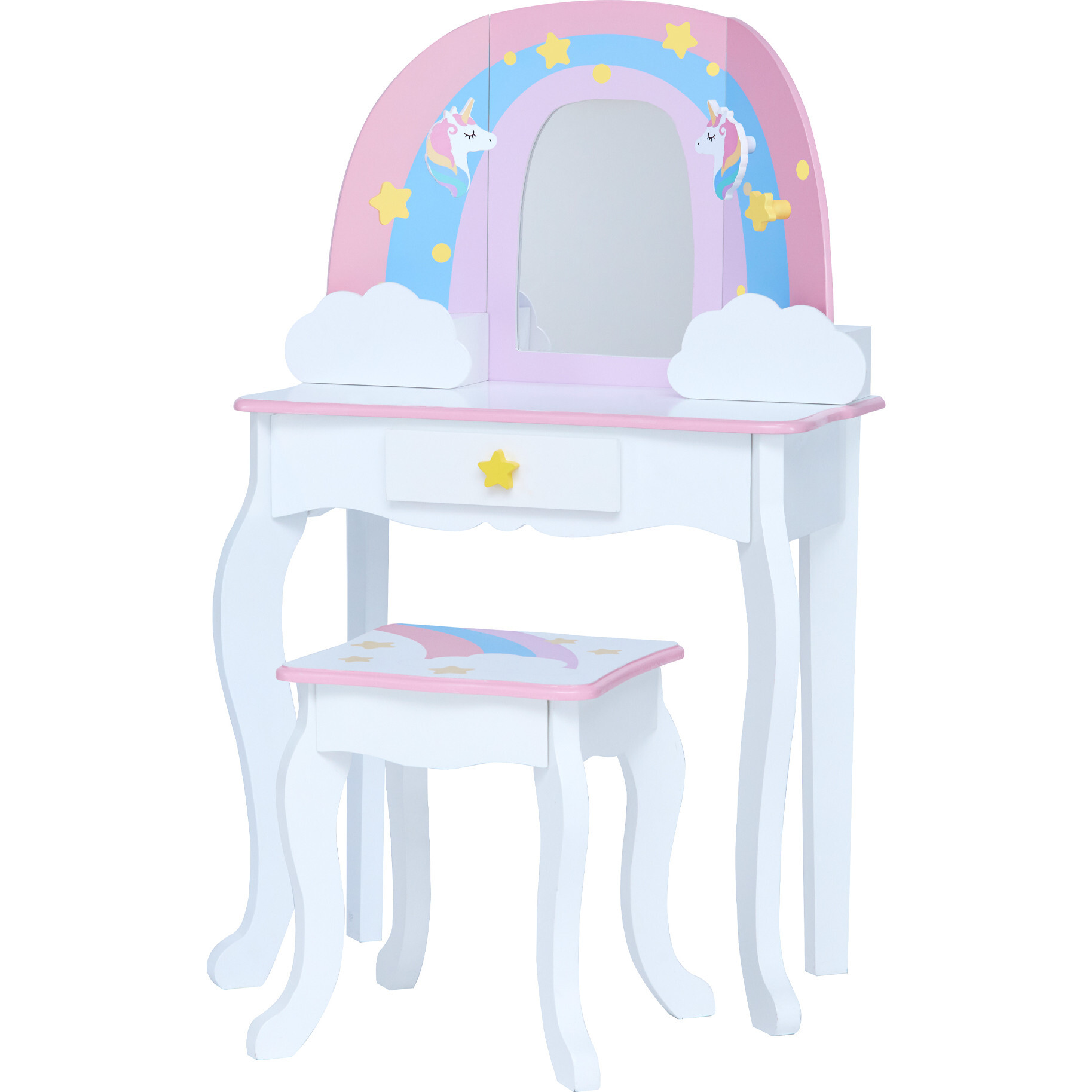 Little Dreamer Rainbow Medium Vanity, Pink - Kids Seating - 1
