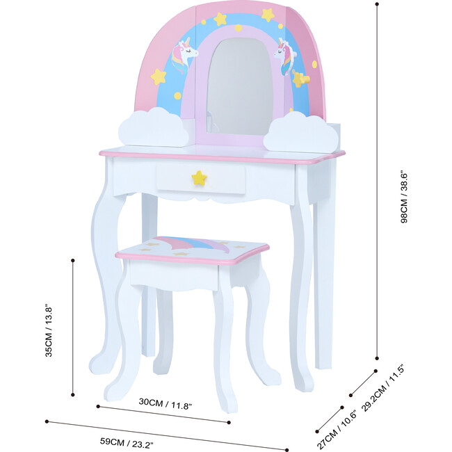 Little Dreamer Rainbow Medium Vanity, Pink - Kids Seating - 4