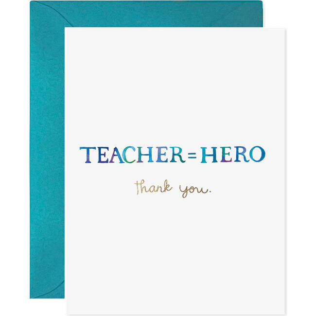 Teacher Hero Card, Blue and Rose Gold