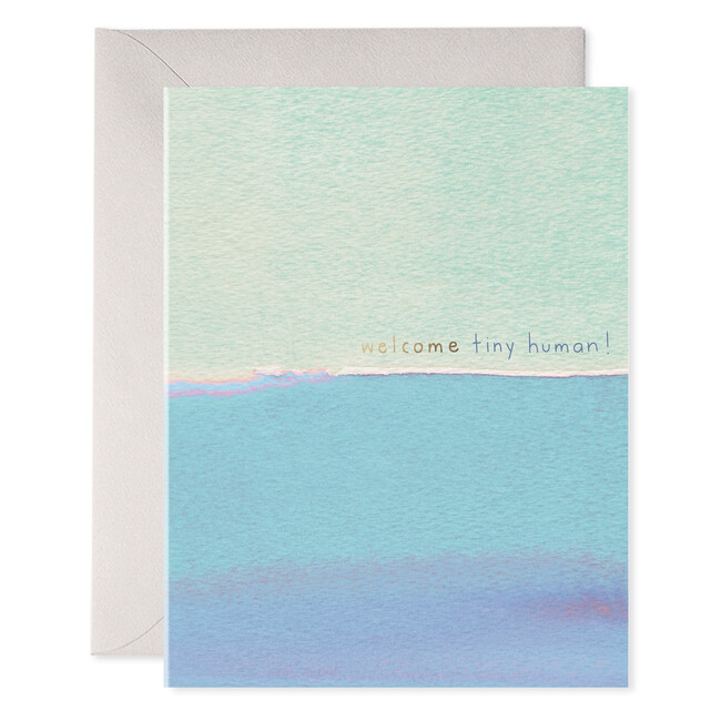 Tiny Human Baby Card, Green and Blue