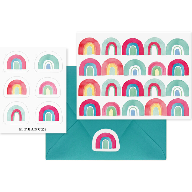 Rainbow Quartet Notecard + Sticket Set, Multi