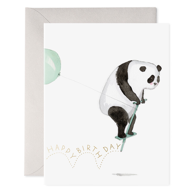 Pogo Panda Birthday Card, Mint and Black