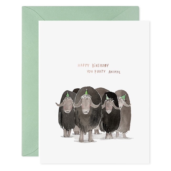 Party Animals Birthday Card, Brown and Green
