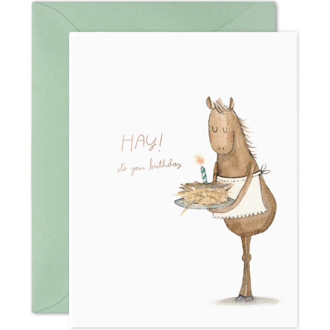 Hay Cake Birthday Card, Brown and Mint