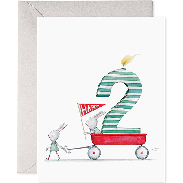 2nd Bday Card, Red Wagon