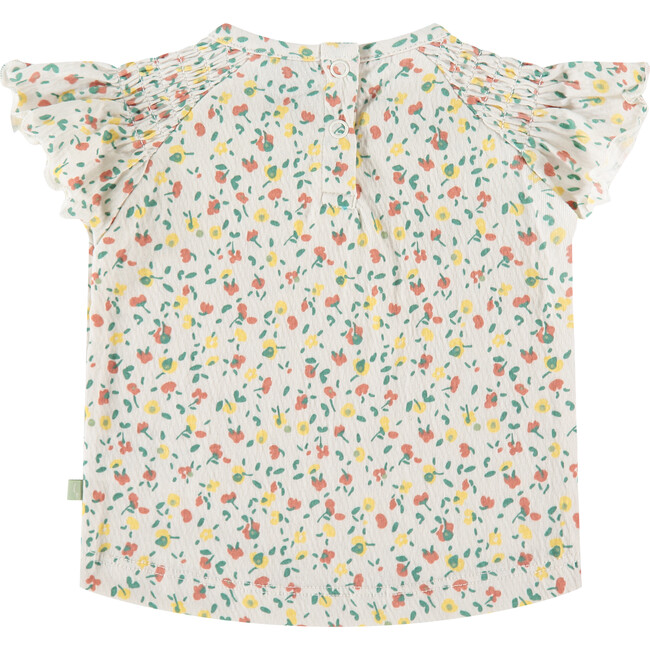 Ruffled Floral Top, Ivory