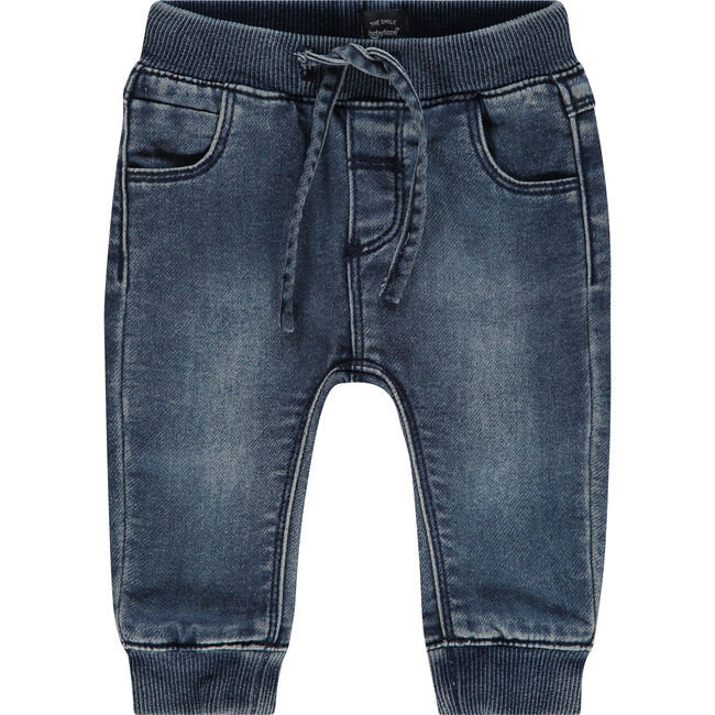 Denim Joggers, Medium Blue - Jeans - 1