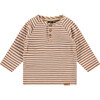 Striped Long Sleeve Top, Toffee - Shirts - 1 - thumbnail