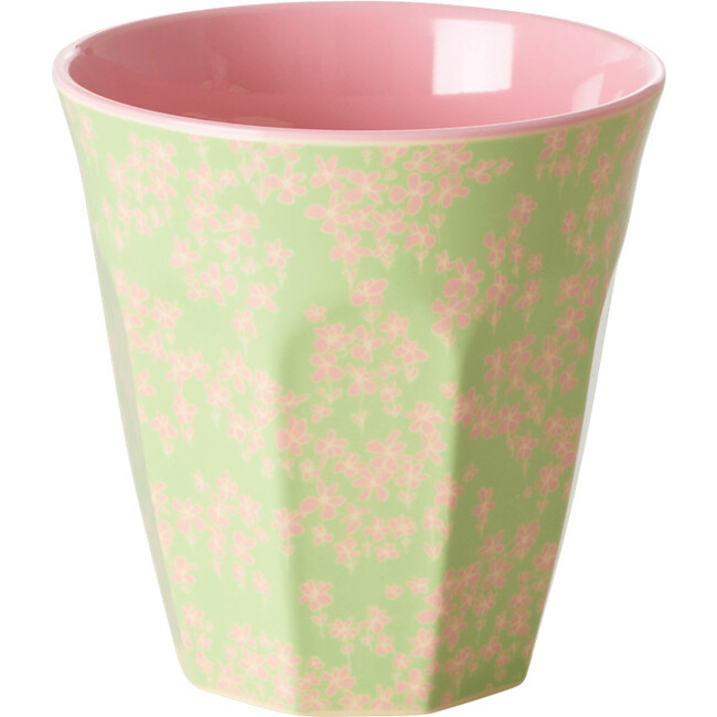 Medium Two Tone Melamine Cup, Pink Flower Field