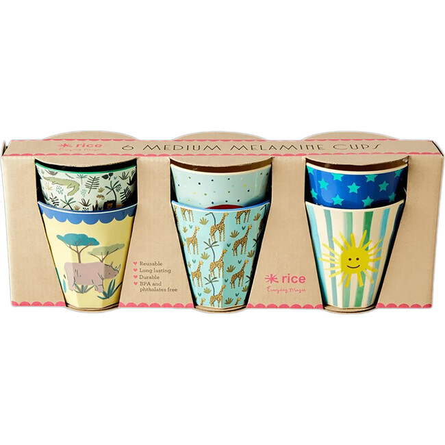 Small Melamine Kids Cups in Giftbox, Funky Prints
