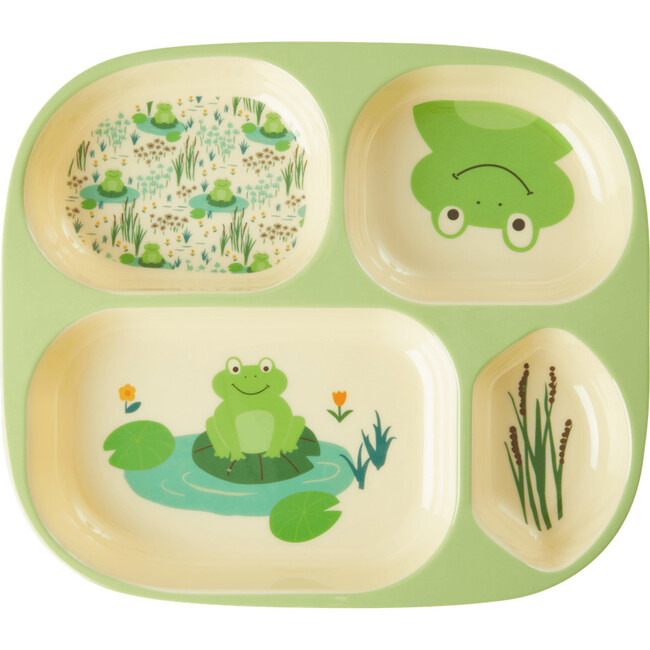 Melamine Kids 4 Room Plate, Frog