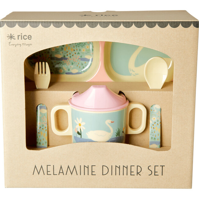 Melamine Baby Dinner Set in Gift Box, Swan