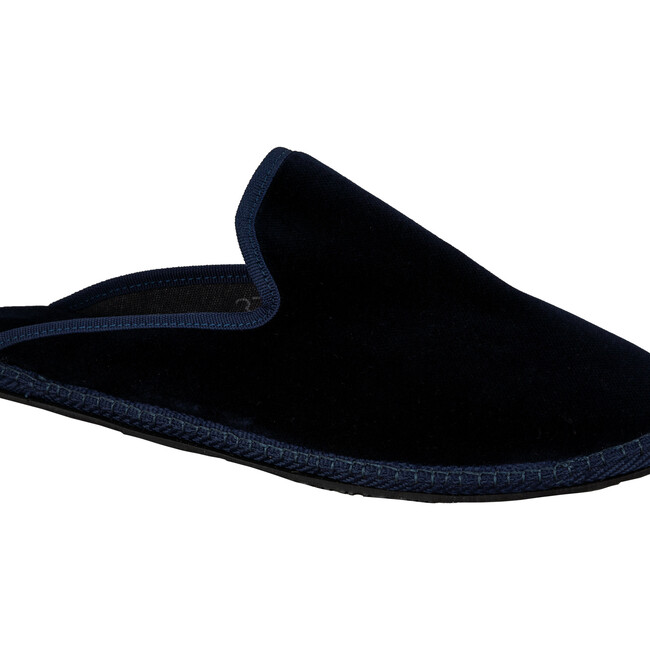 Women's Velvet Mules, Blue - Slip Ons - 3