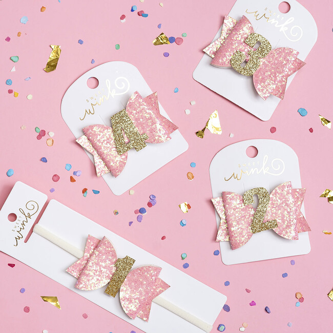 2nd Birthday Bow Clip, Pink - Hair Accessories - 2