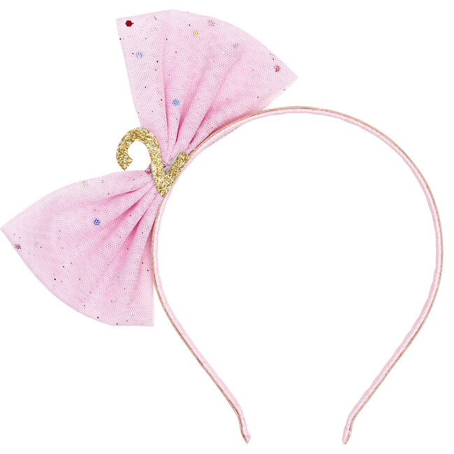 2nd birthday Bow Hard Headband, Pink - Hair Accessories - 1