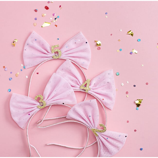 5th Birthday Bow Hard Headband, Pink - Hair Accessories - 5