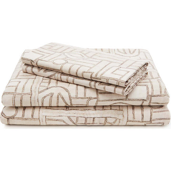 Maze Kuba Cloth Sheet Set, Ecru - Sheets - 1