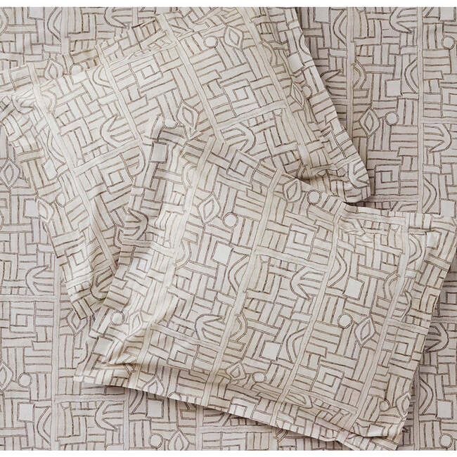 Maze Kuba Cloth Sheet Set, Ecru