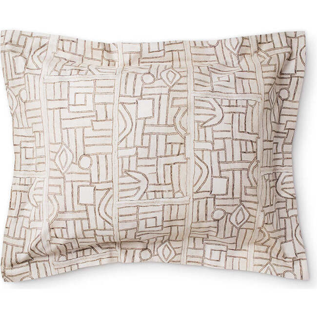 Set of 2 Maze Kuba Cloth Standard Pillow Shams, Ecru
