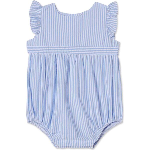 Beatrice Bubble, Vista Blue Seersucker Classic Prep Rompers